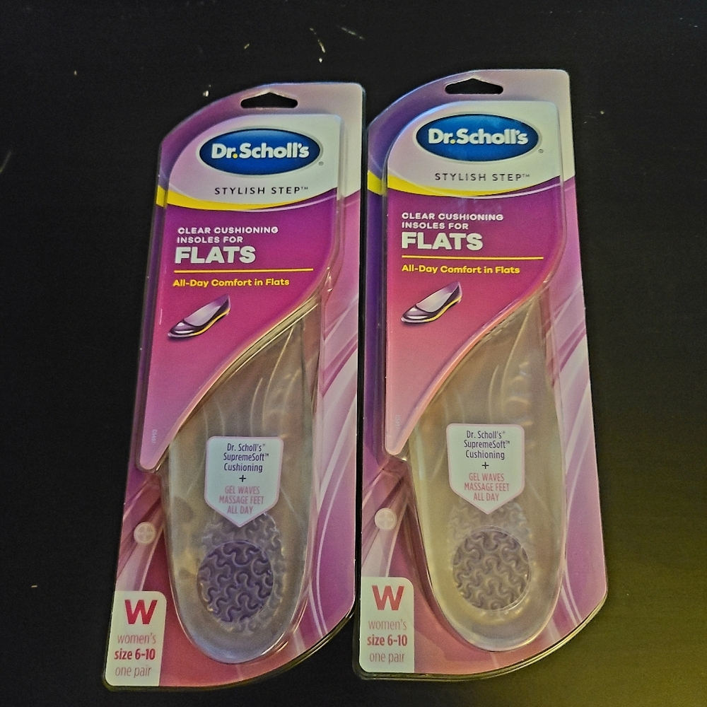 Dr. Scholl's Women's FLATS  Clear Insoles for Comfort 2 PACK.